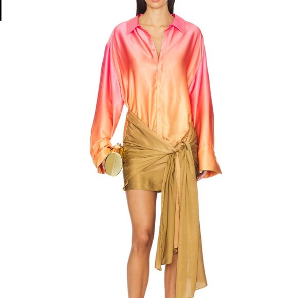 Bardot: x REVOLVE Malira Ombre Shirt Dress Size Medium - Picture 1 of 5